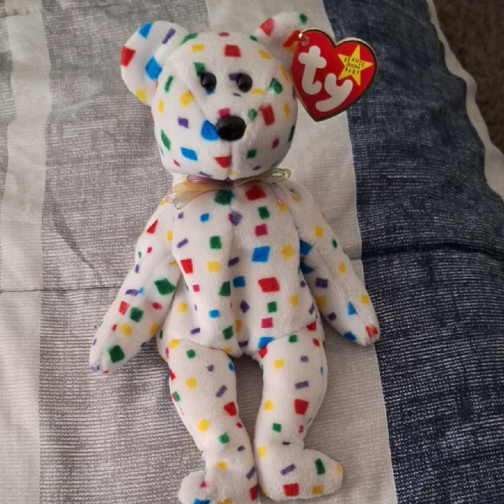 Ty White and Red Stuffed Animal Plush Bear